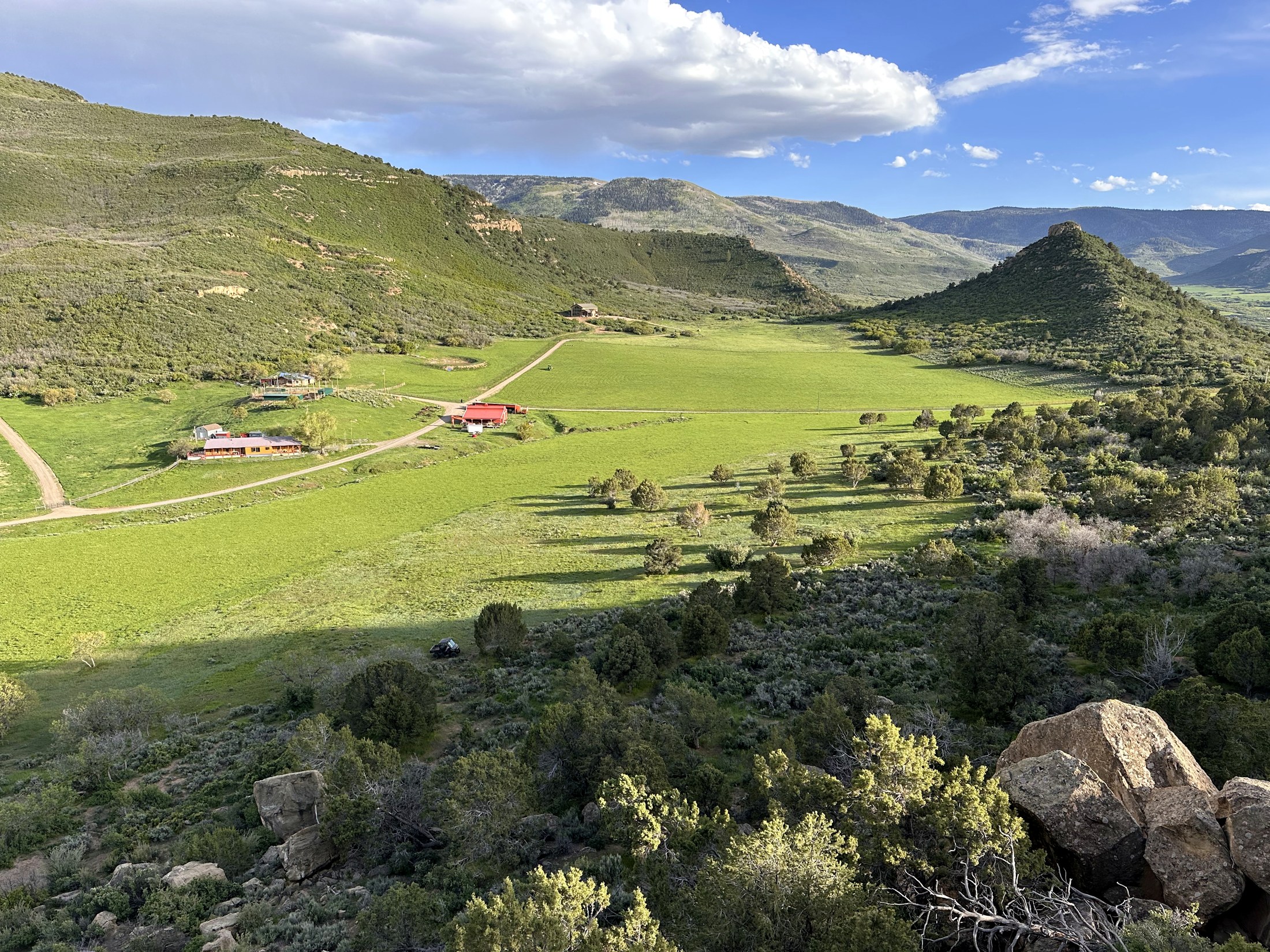 Carlog Cattle ranch valley and pastures in Collbran, Colorado